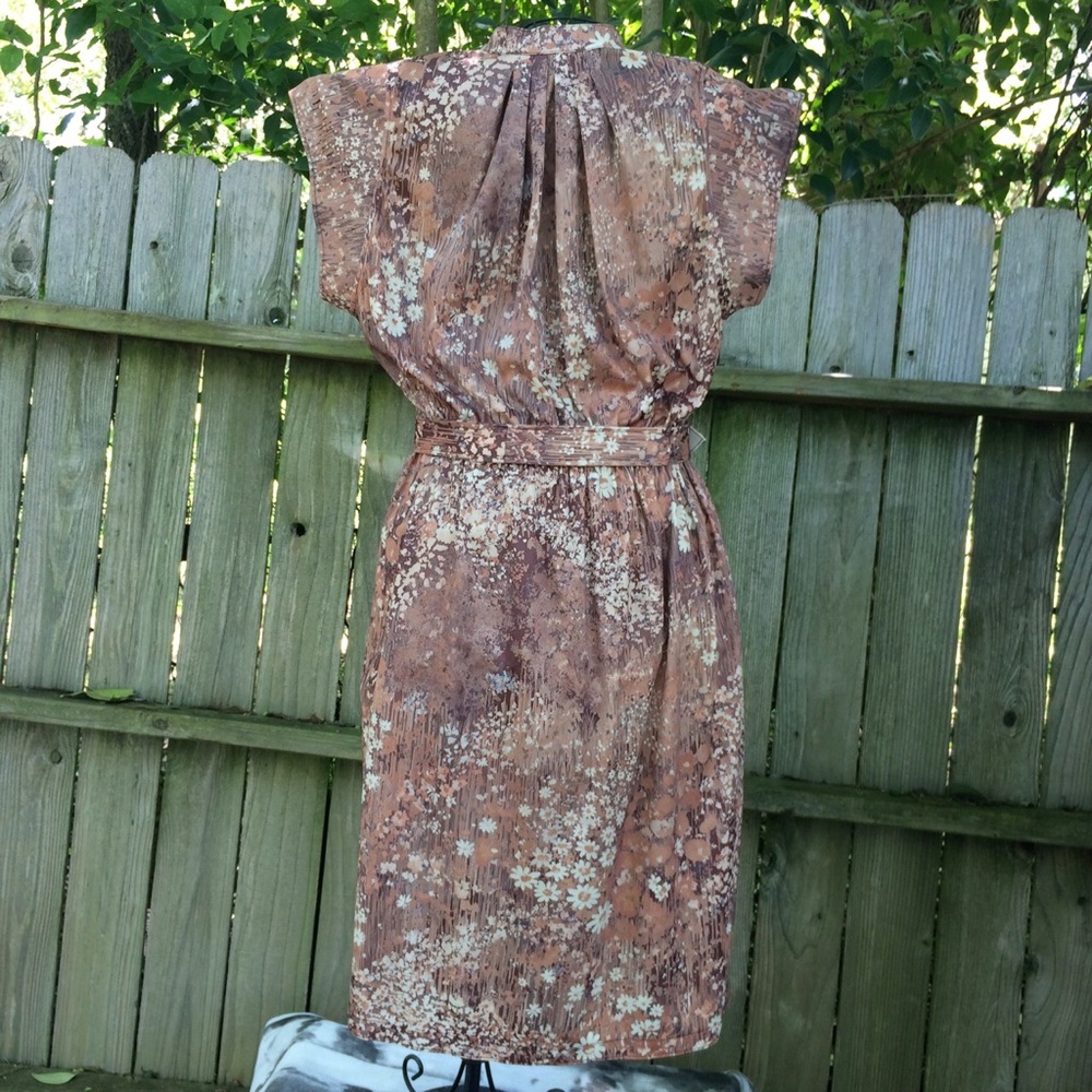 Vintage Handsewn Floral Earth Toned Dress - Picture 4 of 8